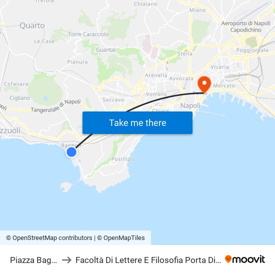 Piazza Bagnoli to Facoltà Di Lettere E Filosofia Porta Di Massa map