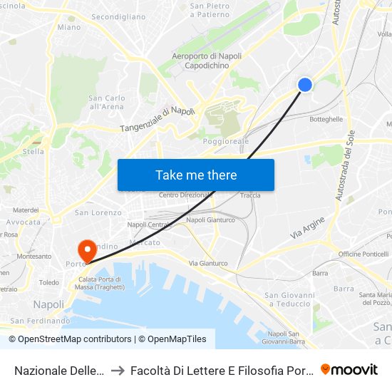 Nazionale Delle Puglie to Facoltà Di Lettere E Filosofia Porta Di Massa map