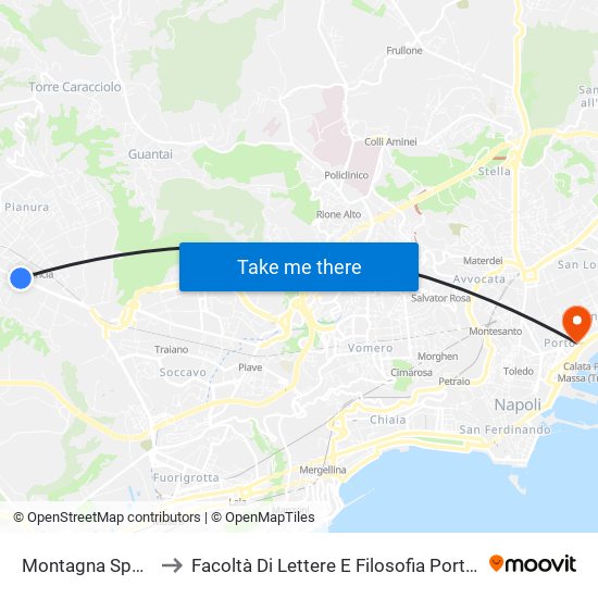Montagna Spaccata to Facoltà Di Lettere E Filosofia Porta Di Massa map
