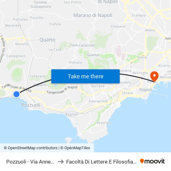 Pozzuoli - Via Annecchino, 182 to Facoltà Di Lettere E Filosofia Porta Di Massa map