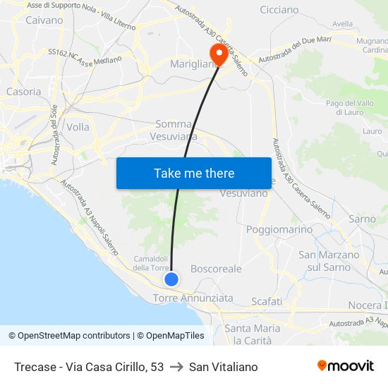 Trecase - Via Casa Cirillo, 53 to San Vitaliano map