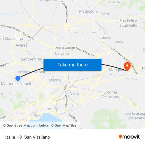 Italia to San Vitaliano map