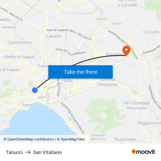 Tanucci to San Vitaliano map