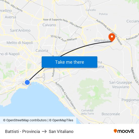 Battisti - Provincia to San Vitaliano map