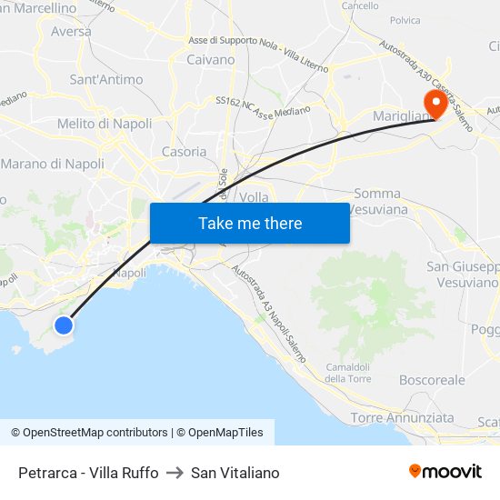 Petrarca - Villa Ruffo to San Vitaliano map