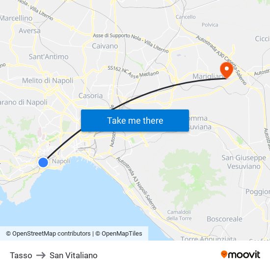 Tasso to San Vitaliano map