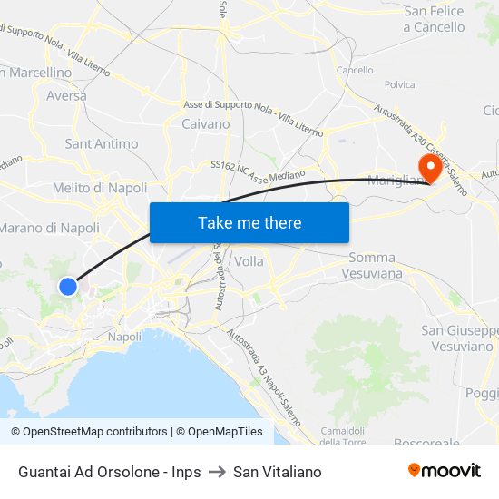 Guantai Ad Orsolone - Inps to San Vitaliano map