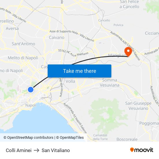 Colli Aminei to San Vitaliano map