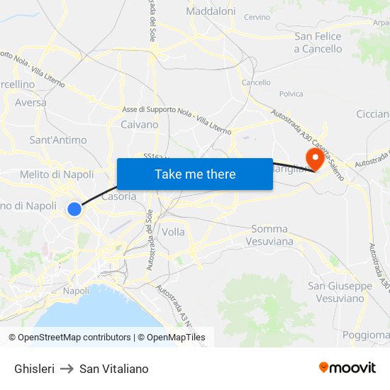 Ghisleri to San Vitaliano map