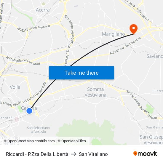 Riccardi - P.Zza Della Libertà to San Vitaliano map