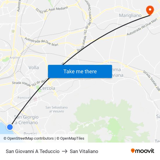 San Giovanni A Teduccio to San Vitaliano map