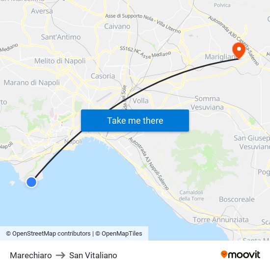 Marechiaro to San Vitaliano map