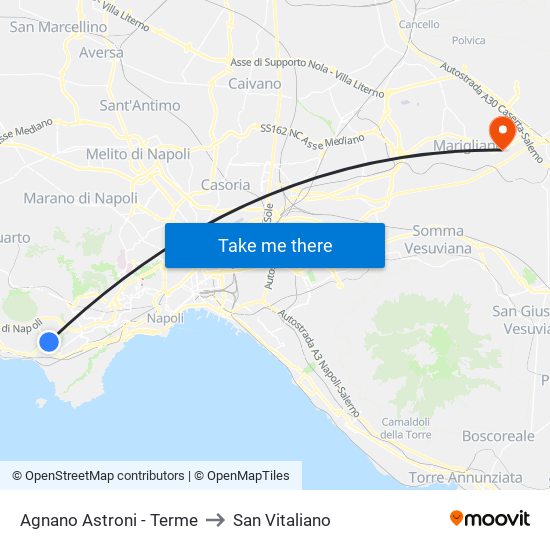 Agnano Astroni - Terme to San Vitaliano map