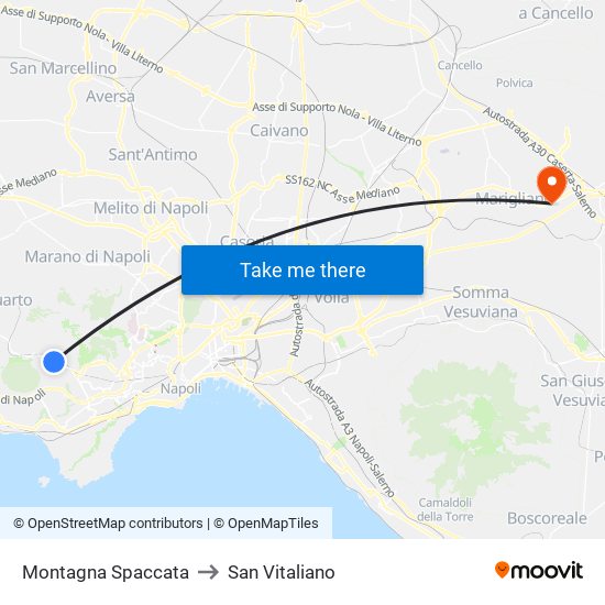 Montagna Spaccata to San Vitaliano map