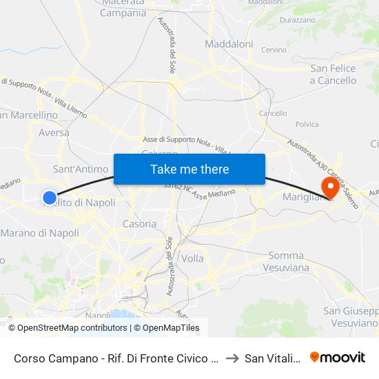Corso Campano - Rif. Di Fronte Civico N° 210 to San Vitaliano map