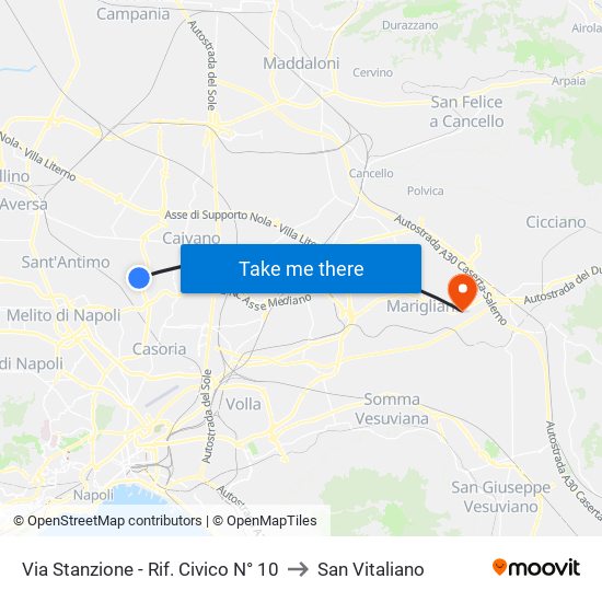 Via Stanzione - Rif. Civico N° 10 to San Vitaliano map