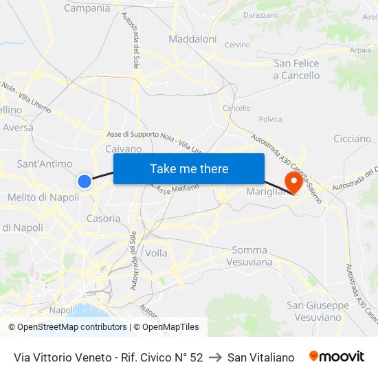Via Vittorio Veneto - Rif. Civico N° 52 to San Vitaliano map