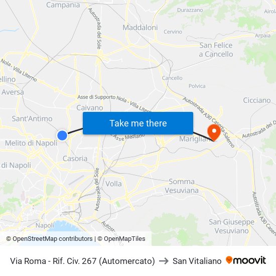 Via Roma - Rif. Civ. 267 (Automercato) to San Vitaliano map