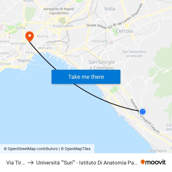 Via Tironi, 1 to Università ""Sun"" - Istituto Di Anatomia Patologica ""L.Armanni"" map