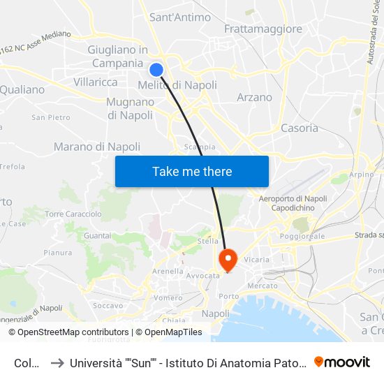 Colonne to Università ""Sun"" - Istituto Di Anatomia Patologica ""L.Armanni"" map