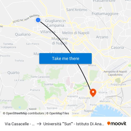 Via Casacelle - Rif. C/Linea Ctp to Università ""Sun"" - Istituto Di Anatomia Patologica ""L.Armanni"" map