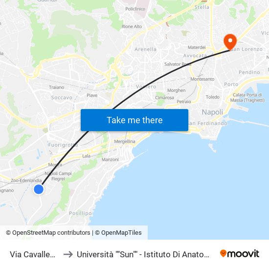 Via Cavalleggeri Aosta to Università ""Sun"" - Istituto Di Anatomia Patologica ""L.Armanni"" map