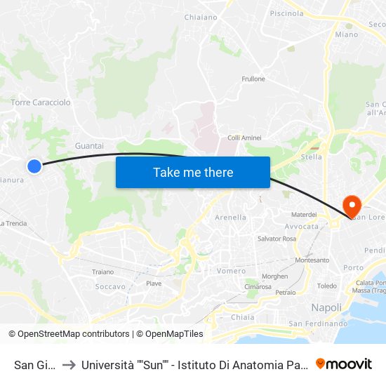 San Giorgio to Università ""Sun"" - Istituto Di Anatomia Patologica ""L.Armanni"" map