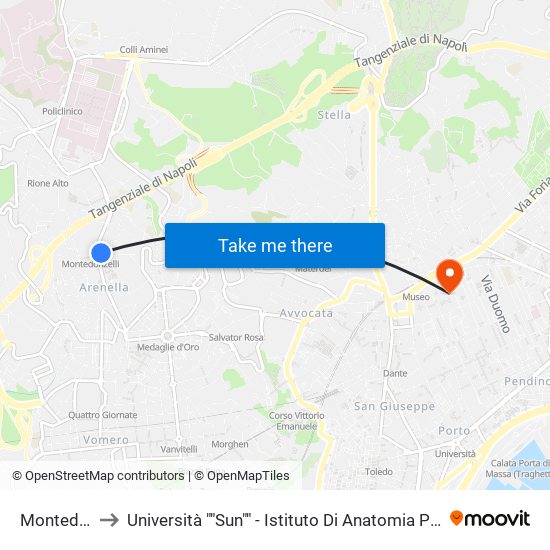 Montedonzelli to Università ""Sun"" - Istituto Di Anatomia Patologica ""L.Armanni"" map