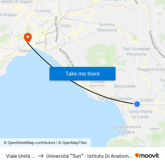 Viale Unità D'Italia, 44 to Università ""Sun"" - Istituto Di Anatomia Patologica ""L.Armanni"" map