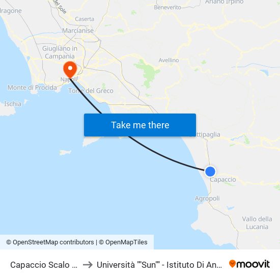 Capaccio Scalo - Ristorante Cerro to Università ""Sun"" - Istituto Di Anatomia Patologica ""L.Armanni"" map