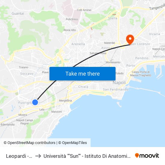 Leopardi - Cumana to Università ""Sun"" - Istituto Di Anatomia Patologica ""L.Armanni"" map