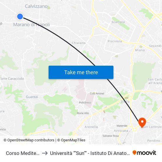 Corso Mediterraneo, Inizio to Università ""Sun"" - Istituto Di Anatomia Patologica ""L.Armanni"" map