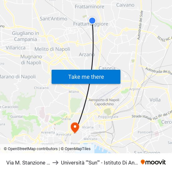 Via M. Stanzione - Rif. Civico N° 175 to Università ""Sun"" - Istituto Di Anatomia Patologica ""L.Armanni"" map