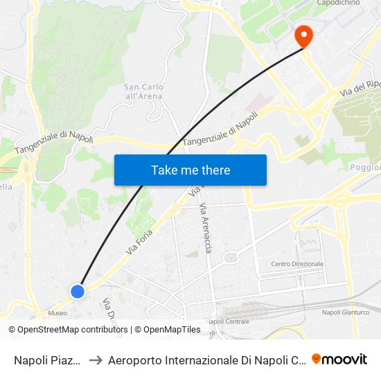Napoli Piazza Cavour to Aeroporto Internazionale Di Napoli Capodichino - Terminal 1 map