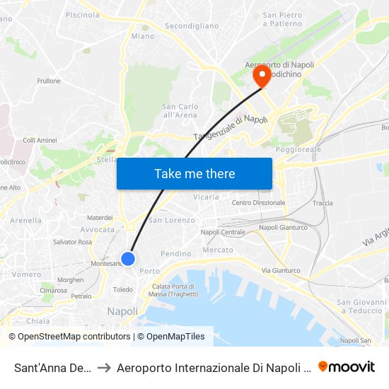 Sant'Anna Dei Lombardi to Aeroporto Internazionale Di Napoli Capodichino - Terminal 1 map