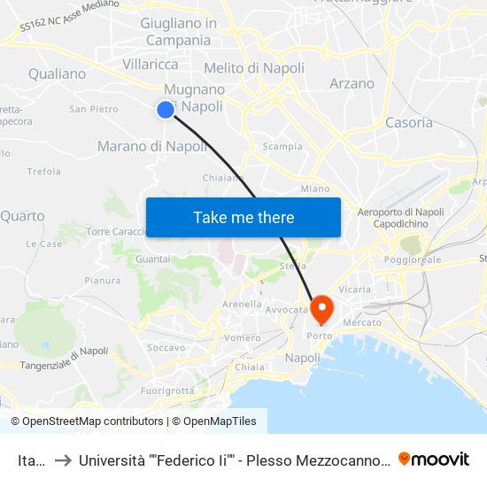Italia to Università ""Federico Ii"" - Plesso Mezzocannone 16 map