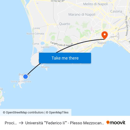 Procida to Università ""Federico Ii"" - Plesso Mezzocannone 16 map