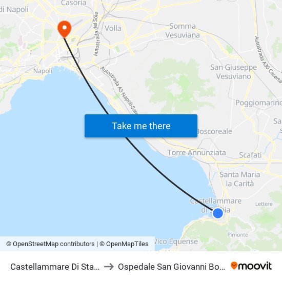 Castellammare Di Stabia to Ospedale San Giovanni Bosco map