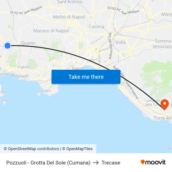 Pozzuoli - Grotta Del Sole (Cumana) to Trecase map