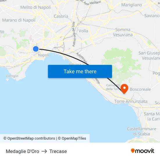 Gold Medals to Trecase map