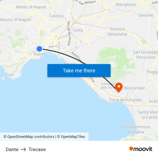Dante to Trecase map