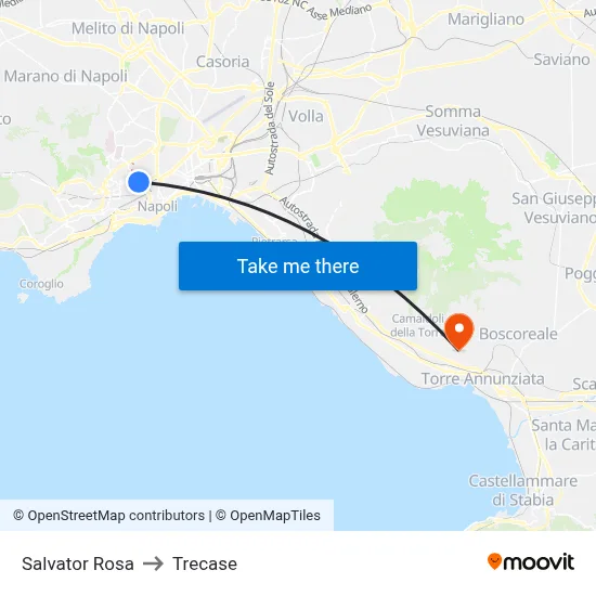 Salvator Rosa to Trecase map