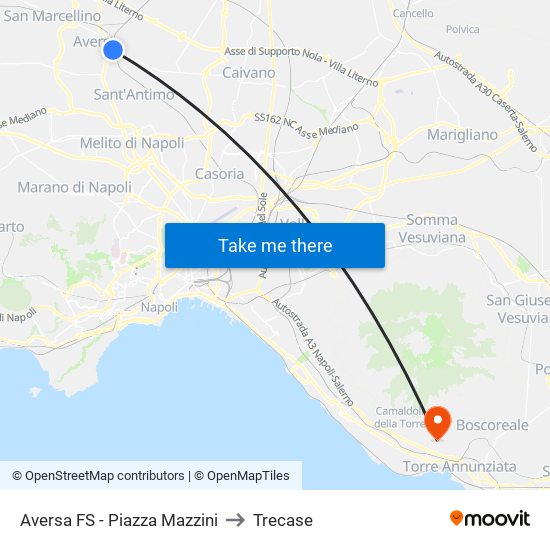 Aversa FS - Piazza Mazzini to Trecase map