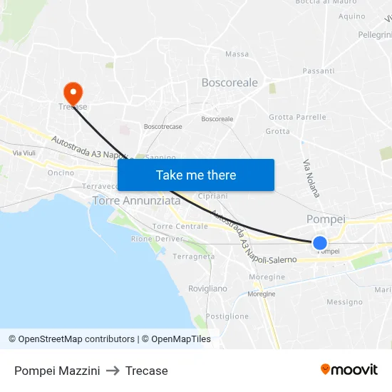 Pompei Mazzini to Trecase map