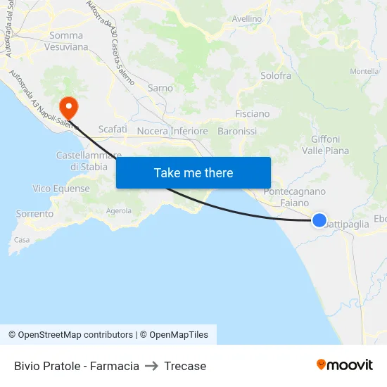 Pratole Junction - Pharmacy to Trecase map
