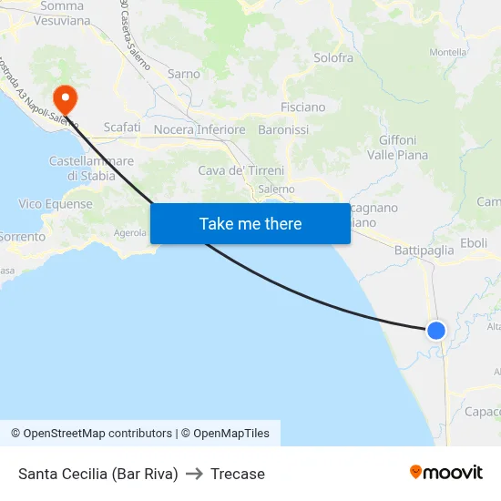 Santa Cecilia (Bar Riva) to Trecase map