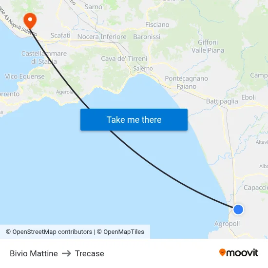 Bivio Mattine to Trecase map