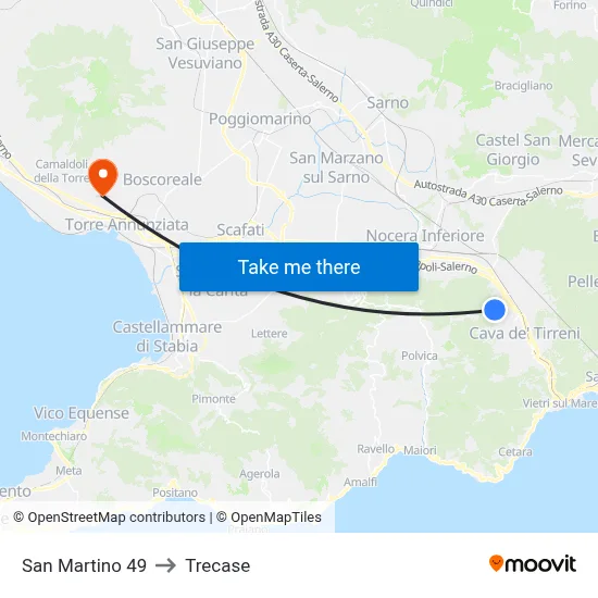 San Martino 49 to Trecase map