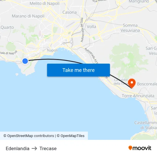 Edenlandia to Trecase map