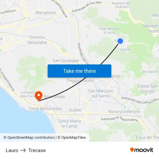 Lauro to Trecase map